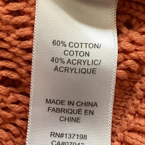Rachel Zoe Women's Open Knit Orange Cardigan Button Front Collared Sweater Fall - Picture 7 of 7